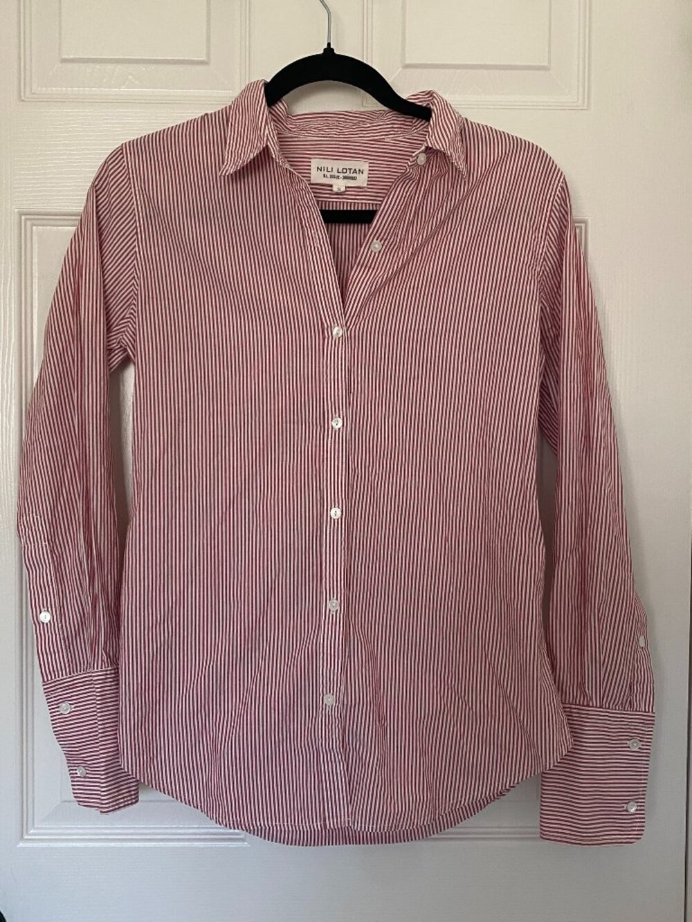 Nili Lotan | Red/White Striped Cotton Button Down
